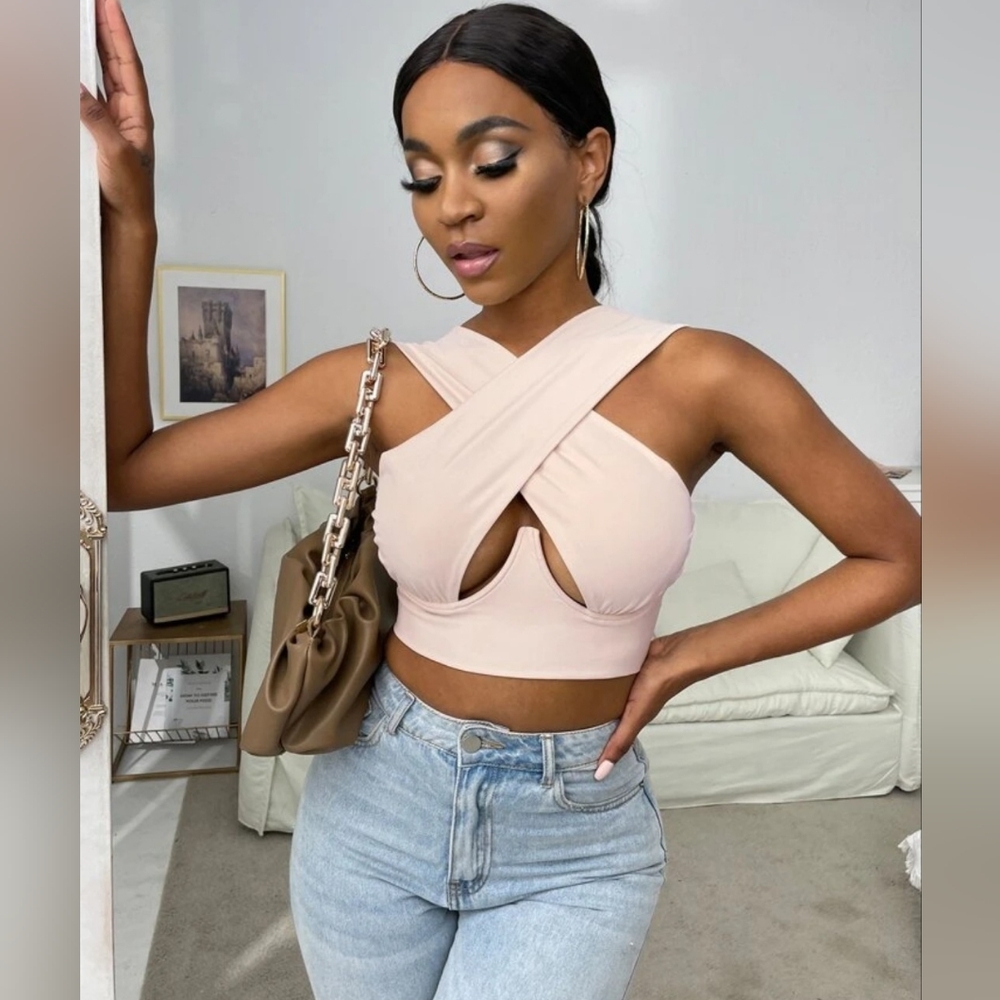Cross Wrap Crop Tank Top